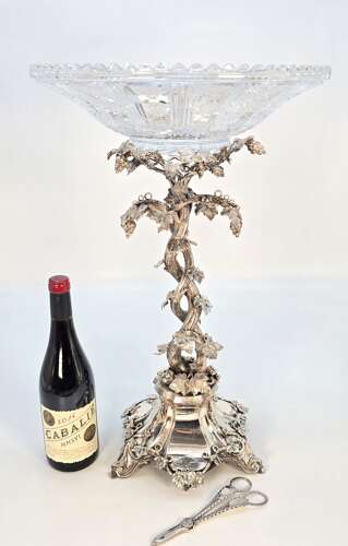 A superb mid 19th century English silver plated & cut glass table centrepiece, circa 1860